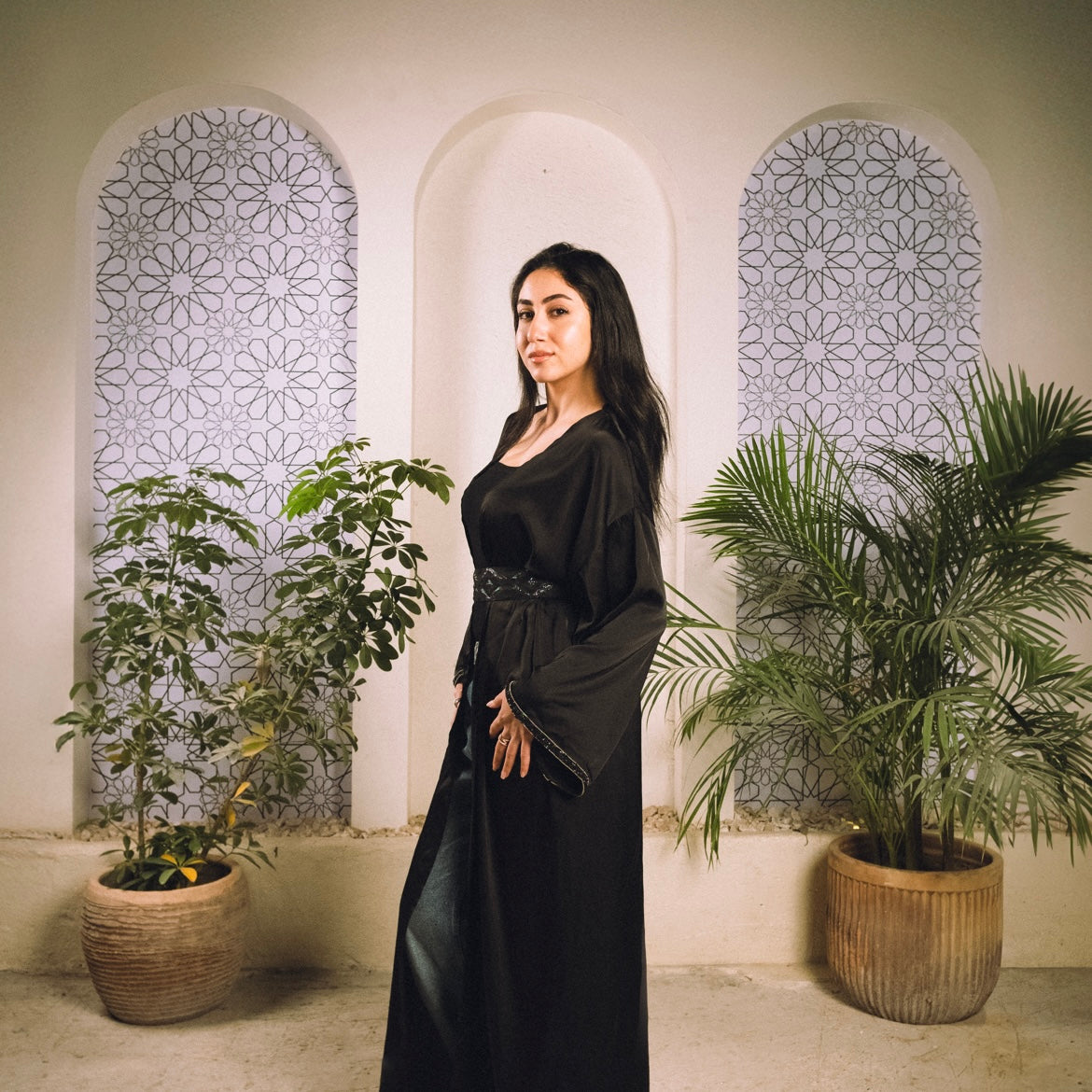 The Lumine Kaftan In Black