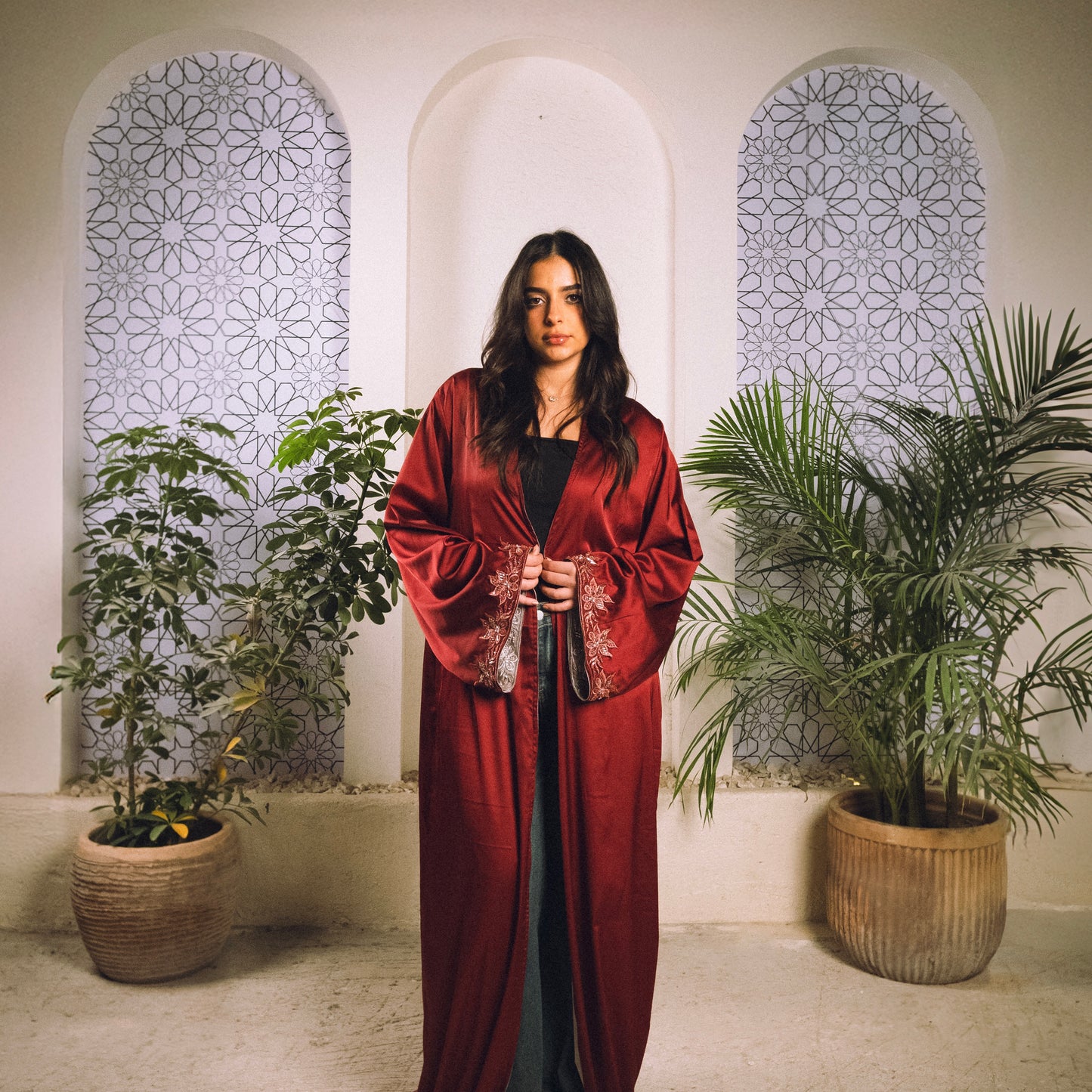 The Cherry Cola Kaftan In Cherry/Silver