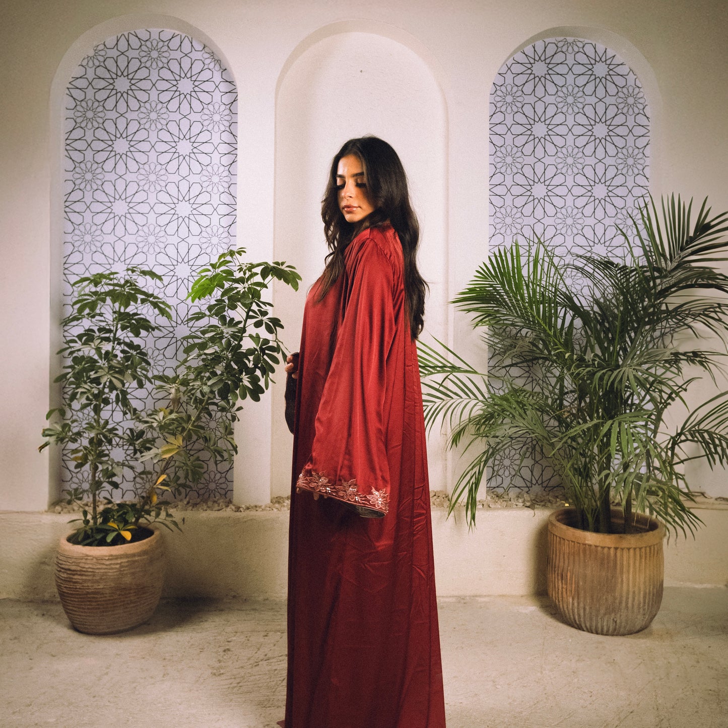 The Cherry Cola Kaftan In Cherry/Silver