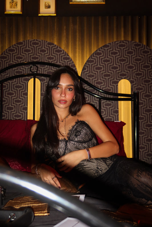 The Celeste Corset In Black Dantelle