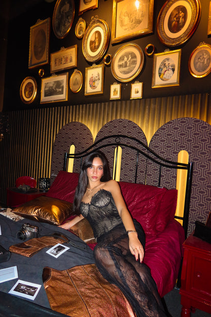 The Celeste Corset In Black Dantelle