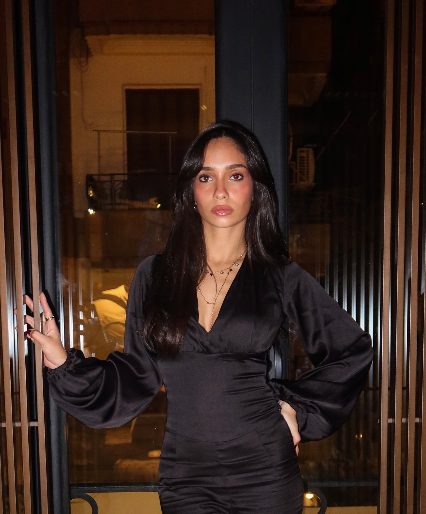 The Selene Tops In Black Satin