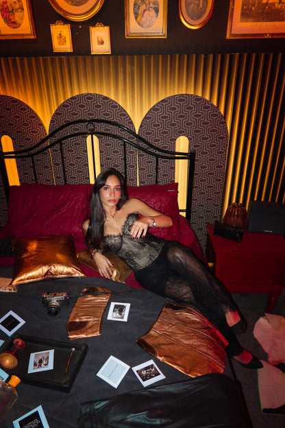 The Celeste Corset In Black Dantelle