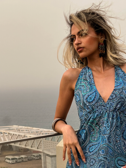 The Marisol Dress In Blue Print